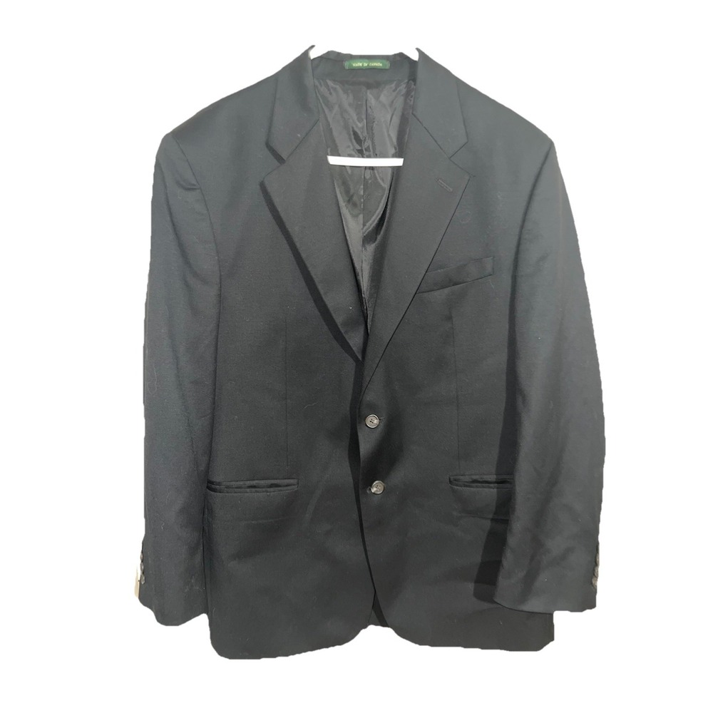 Ralph Lauren Men's‎ 43R Suit Blazer Jacket Black Wool 2-Button Pockets Black